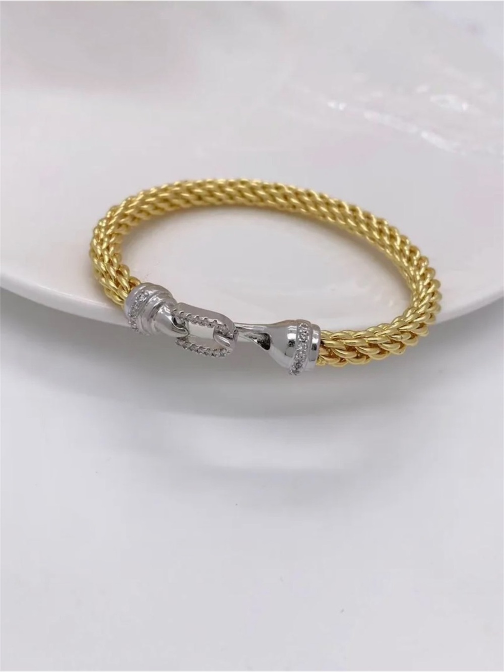 Twisted Rope Buckle Bracelet Gold Plated NWT - Picture 6 of 6